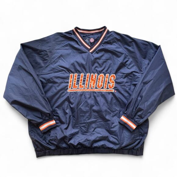 Vintage University Illinois Fighting Illini Embroidered Windbreaker Jacket XXL - Picture 1 of 11
